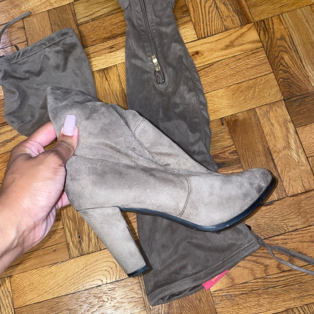 Gray Thigh High Boots